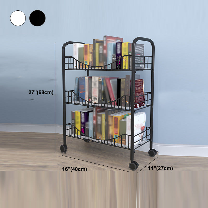 Steel Industrial Etagere Bookshelf Open Vertical Bookshelf with Caster Wheels Clearhalo 'Bookcases' 'furn' 'furn_bookcases' 'Furniture' 'furniture_bookcases' 'kitchen' 'kitchen_bookcases' 'Living Room Furniture' 'Office Furniture' 4718767