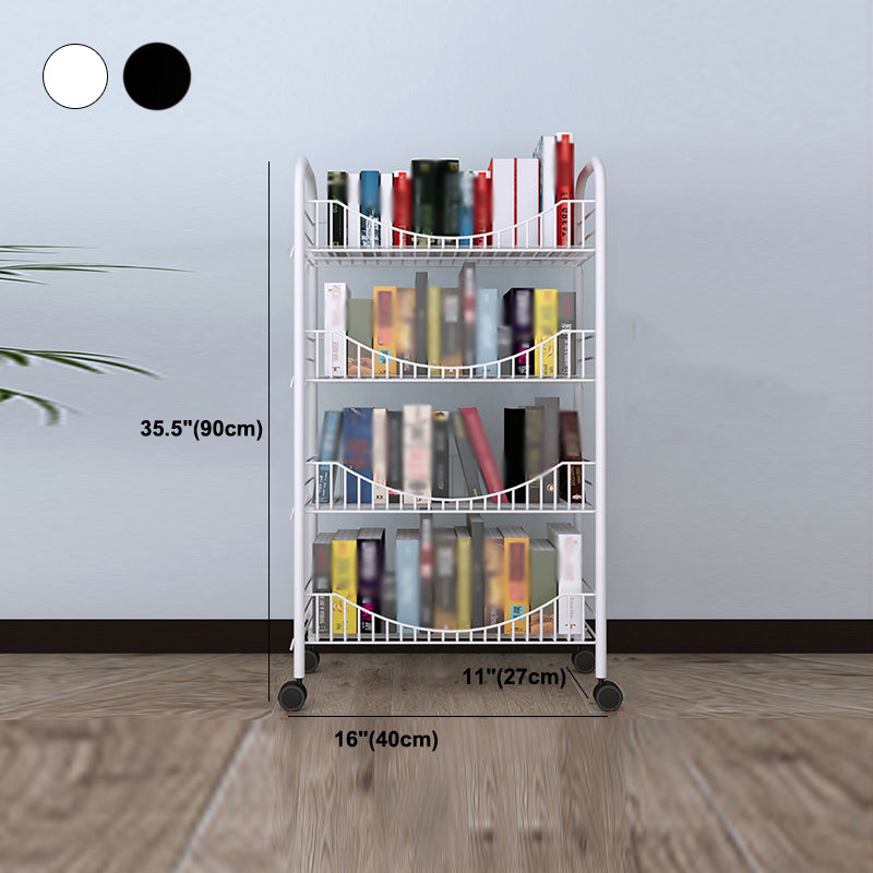 Steel Industrial Etagere Bookshelf Open Vertical Bookshelf with Caster Wheels Clearhalo 'Bookcases' 'furn' 'furn_bookcases' 'Furniture' 'furniture_bookcases' 'kitchen' 'kitchen_bookcases' 'Living Room Furniture' 'Office Furniture' 4718769