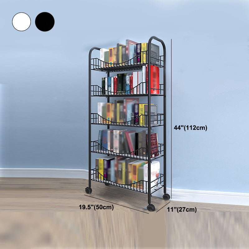 Steel Industrial Etagere Bookshelf Open Vertical Bookshelf with Caster Wheels Clearhalo 'Bookcases' 'furn' 'furn_bookcases' 'Furniture' 'furniture_bookcases' 'kitchen' 'kitchen_bookcases' 'Living Room Furniture' 'Office Furniture' 4718772