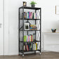 Industrial Open Etagere Bookshelf Metal Bookshelf with Caster Wheels 28.1"L x 14.4"W x 64.2"H Black Clearhalo 'Bookcases' 'furn' 'furn_bookcases' 'Furniture' 'furniture_bookcases' 'kitchen' 'kitchen_bookcases' 'Living Room Furniture' 'Office Furniture' 4718774