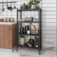 Industrial Open Etagere Bookshelf Metal Bookshelf with Caster Wheels 24"L x 14.4"W x 50.2"H Black Clearhalo 'Bookcases' 'furn' 'furn_bookcases' 'Furniture' 'furniture_bookcases' 'kitchen' 'kitchen_bookcases' 'Living Room Furniture' 'Office Furniture' 4718775