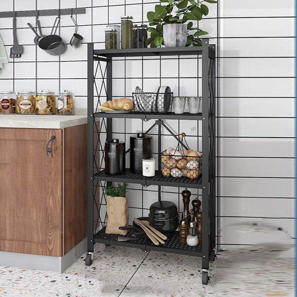 Industrial Open Etagere Bookshelf Metal Bookshelf with Caster Wheels 24"L x 14.4"W x 50.2"H Black Clearhalo 'Bookcases' 'furn' 'furn_bookcases' 'Furniture' 'furniture_bookcases' 'kitchen' 'kitchen_bookcases' 'Living Room Furniture' 'Office Furniture' 4718775