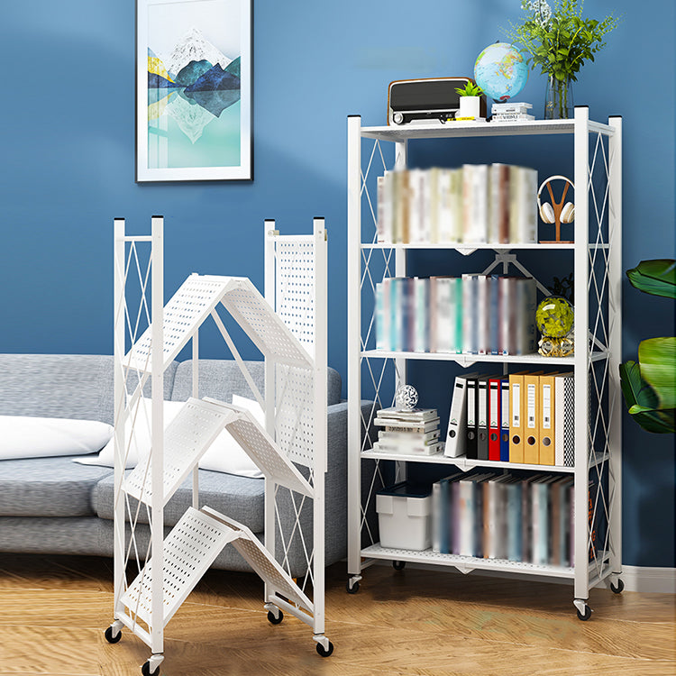 Industrial Open Etagere Bookshelf Metal Bookshelf with Caster Wheels Clearhalo 'Bookcases' 'furn' 'furn_bookcases' 'Furniture' 'furniture_bookcases' 'kitchen' 'kitchen_bookcases' 'Living Room Furniture' 'Office Furniture' 4718776