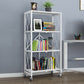Industrial Open Etagere Bookshelf Metal Bookshelf with Caster Wheels 28.1"L x 14.4"W x 50.2"H White Clearhalo 'Bookcases' 'furn' 'furn_bookcases' 'Furniture' 'furniture_bookcases' 'kitchen' 'kitchen_bookcases' 'Living Room Furniture' 'Office Furniture' 4718779