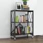 Industrial Open Etagere Bookshelf Metal Bookshelf with Caster Wheels 28.1"L x 14.4"W x 34.3"H Black Clearhalo 'Bookcases' 'furn' 'furn_bookcases' 'Furniture' 'furniture_bookcases' 'kitchen' 'kitchen_bookcases' 'Living Room Furniture' 'Office Furniture' 4718784