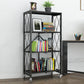 Industrial Open Etagere Bookshelf Metal Bookshelf with Caster Wheels 28.1"L x 14.4"W x 50.2"H Black Clearhalo 'Bookcases' 'furn' 'furn_bookcases' 'Furniture' 'furniture_bookcases' 'kitchen' 'kitchen_bookcases' 'Living Room Furniture' 'Office Furniture' 4718787