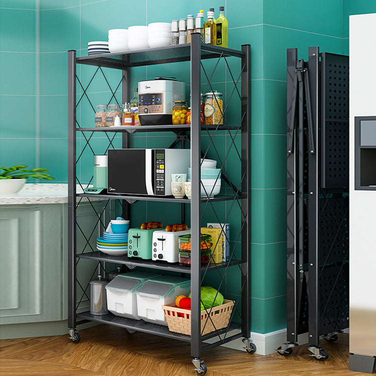 Industrial Open Etagere Bookshelf Metal Bookshelf with Caster Wheels Clearhalo 'Bookcases' 'furn' 'furn_bookcases' 'Furniture' 'furniture_bookcases' 'kitchen' 'kitchen_bookcases' 'Living Room Furniture' 'Office Furniture' 4718788