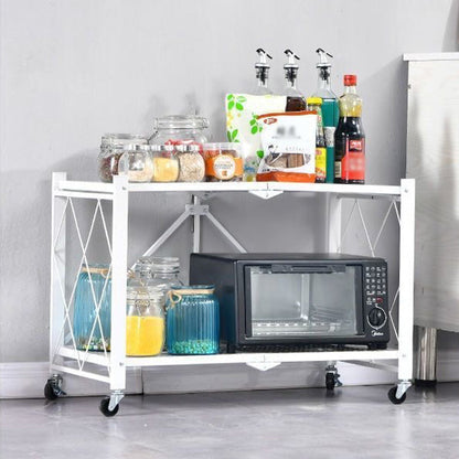 Industrial Open Etagere Bookshelf Metal Bookshelf with Caster Wheels 28"L x 13.4"W x 19.3"H White Clearhalo 'Bookcases' 'furn' 'furn_bookcases' 'Furniture' 'furniture_bookcases' 'kitchen' 'kitchen_bookcases' 'Living Room Furniture' 'Office Furniture' 4718790