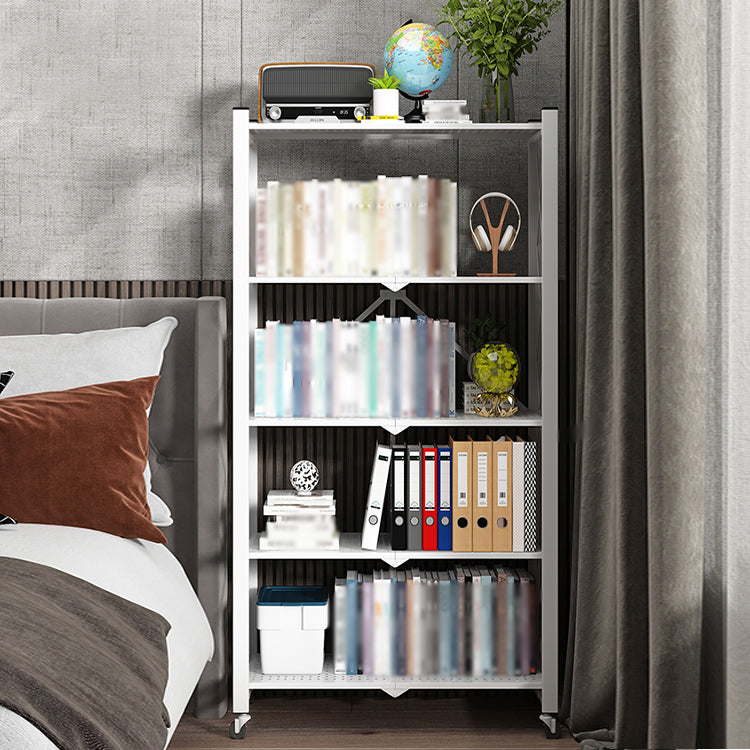 Industrial Open Etagere Bookshelf Metal Bookshelf with Caster Wheels Clearhalo 'Bookcases' 'furn' 'furn_bookcases' 'Furniture' 'furniture_bookcases' 'kitchen' 'kitchen_bookcases' 'Living Room Furniture' 'Office Furniture' 4718791