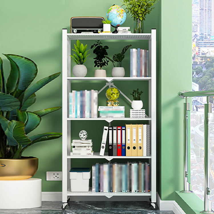 Industrial Open Etagere Bookshelf Metal Bookshelf with Caster Wheels Clearhalo 'Bookcases' 'furn' 'furn_bookcases' 'Furniture' 'furniture_bookcases' 'kitchen' 'kitchen_bookcases' 'Living Room Furniture' 'Office Furniture' 4718793