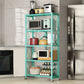 Industrial Open Etagere Bookshelf Metal Bookshelf with Caster Wheels 28"L x 14.2"W x 63.4"H Blue Clearhalo 'Bookcases' 'furn' 'furn_bookcases' 'Furniture' 'furniture_bookcases' 'kitchen' 'kitchen_bookcases' 'Living Room Furniture' 'Office Furniture' 4718795