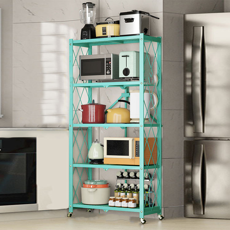 Industrial Open Etagere Bookshelf Metal Bookshelf with Caster Wheels 28"L x 14.2"W x 63.4"H Blue Clearhalo 'Bookcases' 'furn' 'furn_bookcases' 'Furniture' 'furniture_bookcases' 'kitchen' 'kitchen_bookcases' 'Living Room Furniture' 'Office Furniture' 4718795
