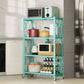 Industrial Open Etagere Bookshelf Metal Bookshelf with Caster Wheels 28"L x 14.2"W x 49.2"H Blue Clearhalo 'Bookcases' 'furn' 'furn_bookcases' 'Furniture' 'furniture_bookcases' 'kitchen' 'kitchen_bookcases' 'Living Room Furniture' 'Office Furniture' 4718796