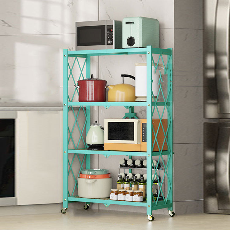 Industrial Open Etagere Bookshelf Metal Bookshelf with Caster Wheels 28"L x 14.2"W x 49.2"H Blue Clearhalo 'Bookcases' 'furn' 'furn_bookcases' 'Furniture' 'furniture_bookcases' 'kitchen' 'kitchen_bookcases' 'Living Room Furniture' 'Office Furniture' 4718796