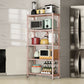 Industrial Open Etagere Bookshelf Metal Bookshelf with Caster Wheels 28"L x 14.2"W x 63.4"H Pink Clearhalo 'Bookcases' 'furn' 'furn_bookcases' 'Furniture' 'furniture_bookcases' 'kitchen' 'kitchen_bookcases' 'Living Room Furniture' 'Office Furniture' 4718797