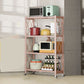 Industrial Open Etagere Bookshelf Metal Bookshelf with Caster Wheels 28"L x 14.2"W x 49.2"H Pink Clearhalo 'Bookcases' 'furn' 'furn_bookcases' 'Furniture' 'furniture_bookcases' 'kitchen' 'kitchen_bookcases' 'Living Room Furniture' 'Office Furniture' 4718798