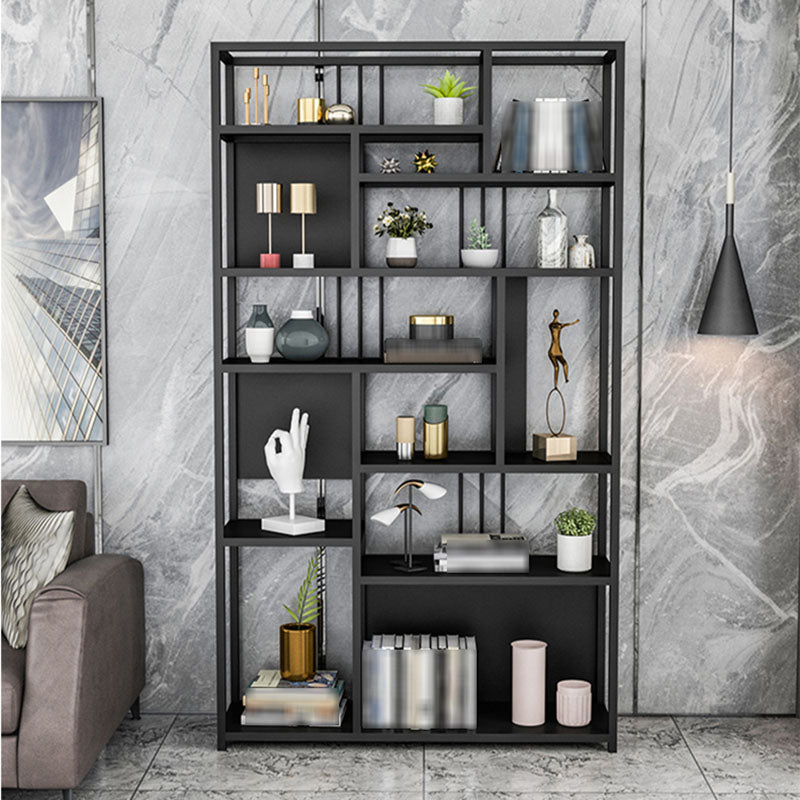 9.84"W 78.74"H Bookshelf Open Back Glam Style for Study Room Home Office Black Clearhalo 'Bookcases' 'furn' 'furn_bookcases' 'Furniture' 'furniture_bookcases' 'kitchen' 'kitchen_bookcases' 'Living Room Furniture' 'Office Furniture' 4718829