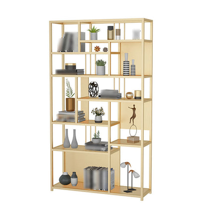 9.84"W 78.74"H Bookshelf Open Back Glam Style for Study Room Home Office Gold Clearhalo 'Bookcases' 'furn' 'furn_bookcases' 'Furniture' 'furniture_bookcases' 'kitchen' 'kitchen_bookcases' 'Living Room Furniture' 'Office Furniture' 4718830