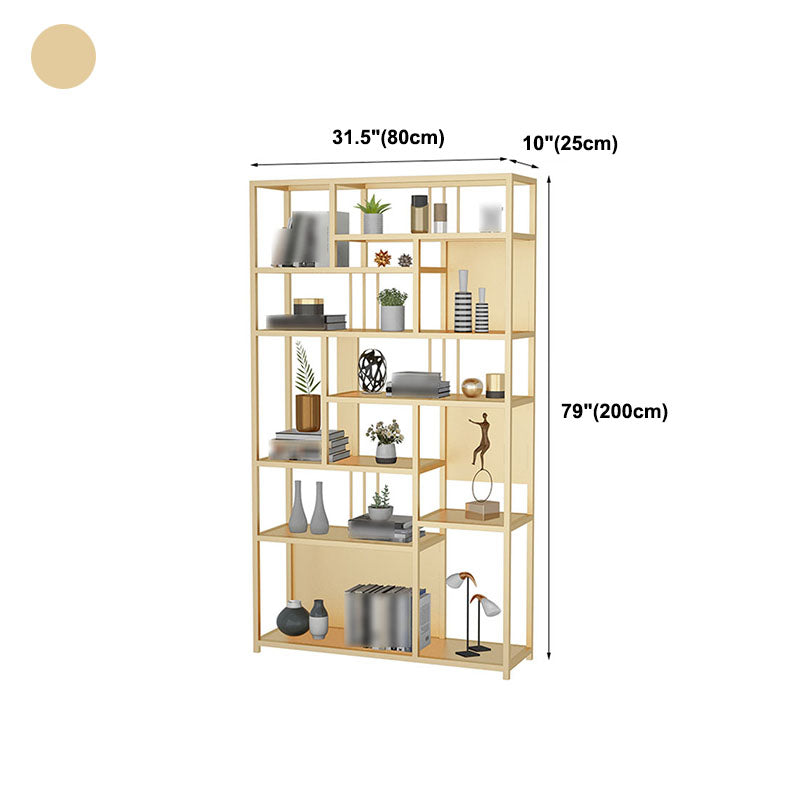 9.84"W 78.74"H Bookshelf Open Back Glam Style for Study Room Home Office Clearhalo 'Bookcases' 'furn' 'furn_bookcases' 'Furniture' 'furniture_bookcases' 'kitchen' 'kitchen_bookcases' 'Living Room Furniture' 'Office Furniture' 4718844