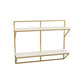 Glam Wall Mounted Bookshelf Iron Frame Glass and Pine Shelf Bookshelf White-Gold Clearhalo 'Bookcases' 'furn' 'furn_bookcases' 'Furniture' 'furniture_bookcases' 'kitchen' 'kitchen_bookcases' 'Living Room Furniture' 'Office Furniture' 4718846