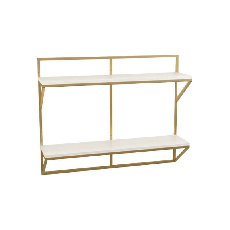 Glam Wall Mounted Bookshelf Iron Frame Glass and Pine Shelf Bookshelf White-Gold Clearhalo 'Bookcases' 'furn' 'furn_bookcases' 'Furniture' 'furniture_bookcases' 'kitchen' 'kitchen_bookcases' 'Living Room Furniture' 'Office Furniture' 4718846