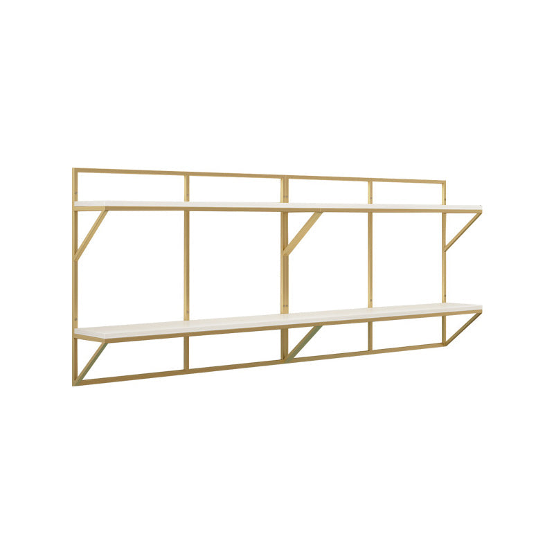 Glam Wall Mounted Bookshelf Iron Frame Glass and Pine Shelf Bookshelf White-Gold Clearhalo 'Bookcases' 'furn' 'furn_bookcases' 'Furniture' 'furniture_bookcases' 'kitchen' 'kitchen_bookcases' 'Living Room Furniture' 'Office Furniture' 4718847