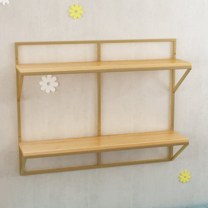 Glam Wall Mounted Bookshelf Iron Frame Glass and Pine Shelf Bookshelf Natural Clearhalo 'Bookcases' 'furn' 'furn_bookcases' 'Furniture' 'furniture_bookcases' 'kitchen' 'kitchen_bookcases' 'Living Room Furniture' 'Office Furniture' 4718849