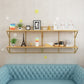 Glam Wall Mounted Bookshelf Iron Frame Glass and Pine Shelf Bookshelf 78.7"L x 7.9"W x 23.6"H Natural Clearhalo 'Bookcases' 'furn' 'furn_bookcases' 'Furniture' 'furniture_bookcases' 'kitchen' 'kitchen_bookcases' 'Living Room Furniture' 'Office Furniture' 4718850