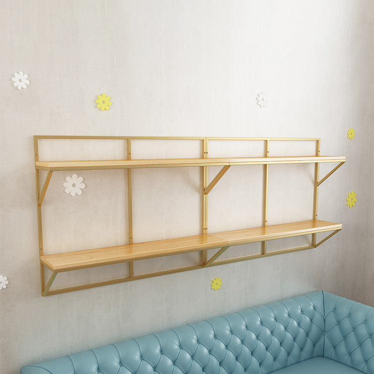 Glam Wall Mounted Bookshelf Iron Frame Glass and Pine Shelf Bookshelf Natural Clearhalo 'Bookcases' 'furn' 'furn_bookcases' 'Furniture' 'furniture_bookcases' 'kitchen' 'kitchen_bookcases' 'Living Room Furniture' 'Office Furniture' 4718851