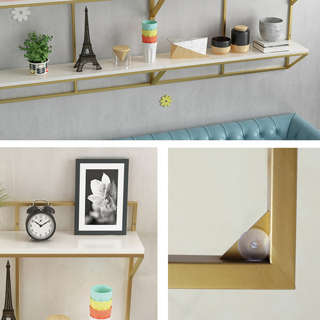 Glam Wall Mounted Bookshelf Iron Frame Glass and Pine Shelf Bookshelf Clearhalo 'Bookcases' 'furn' 'furn_bookcases' 'Furniture' 'furniture_bookcases' 'kitchen' 'kitchen_bookcases' 'Living Room Furniture' 'Office Furniture' 4718855