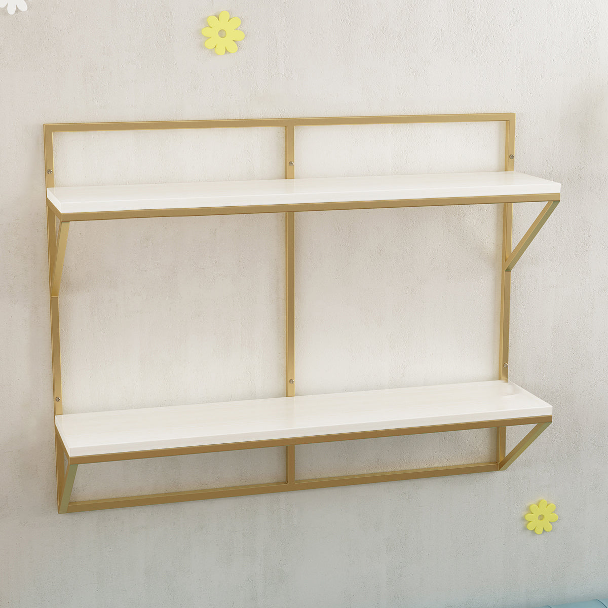 Glam Wall Mounted Bookshelf Iron Frame Glass and Pine Shelf Bookshelf Clearhalo 'Bookcases' 'furn' 'furn_bookcases' 'Furniture' 'furniture_bookcases' 'kitchen' 'kitchen_bookcases' 'Living Room Furniture' 'Office Furniture' 4718860