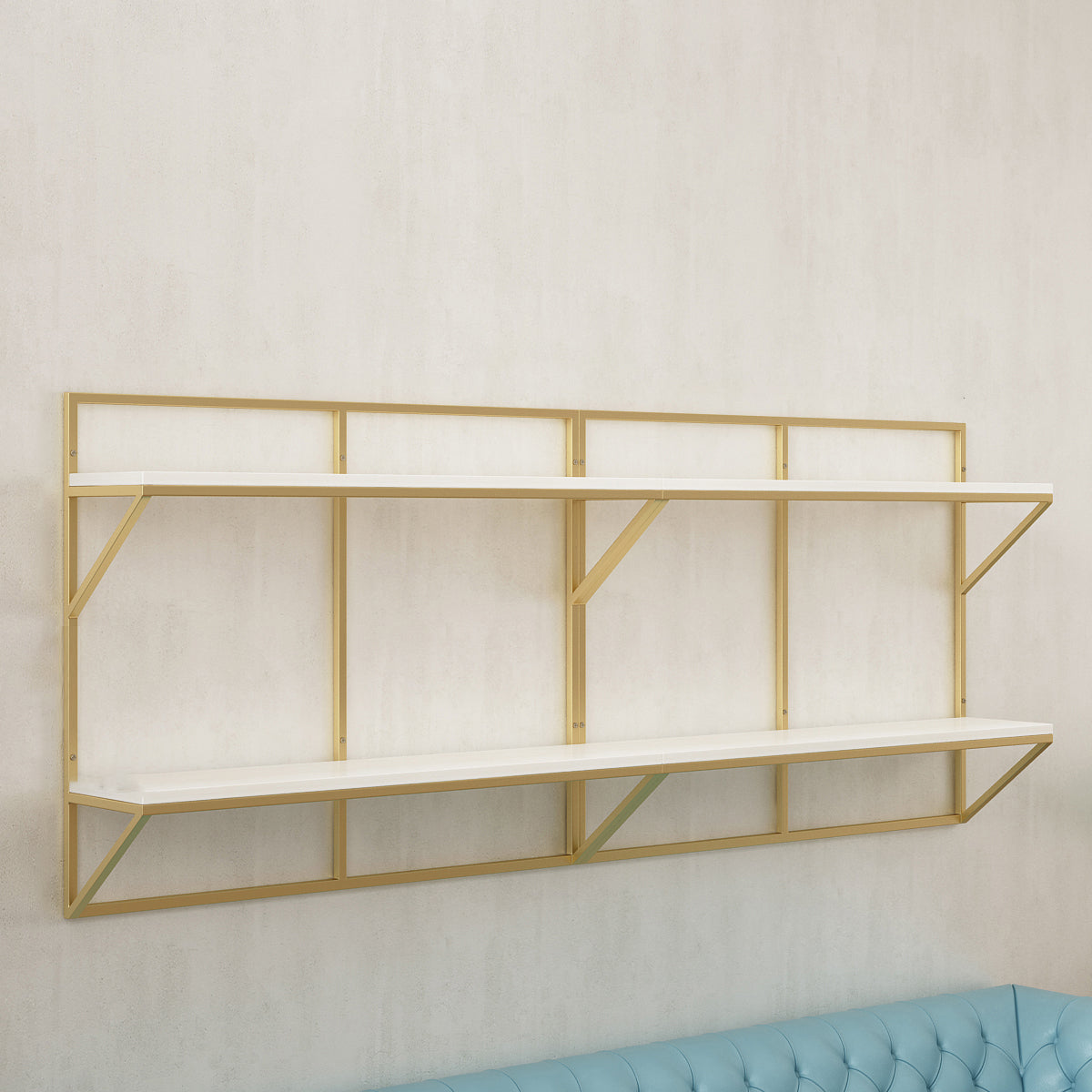 Glam Wall Mounted Bookshelf Iron Frame Glass and Pine Shelf Bookshelf Clearhalo 'Bookcases' 'furn' 'furn_bookcases' 'Furniture' 'furniture_bookcases' 'kitchen' 'kitchen_bookcases' 'Living Room Furniture' 'Office Furniture' 4718861