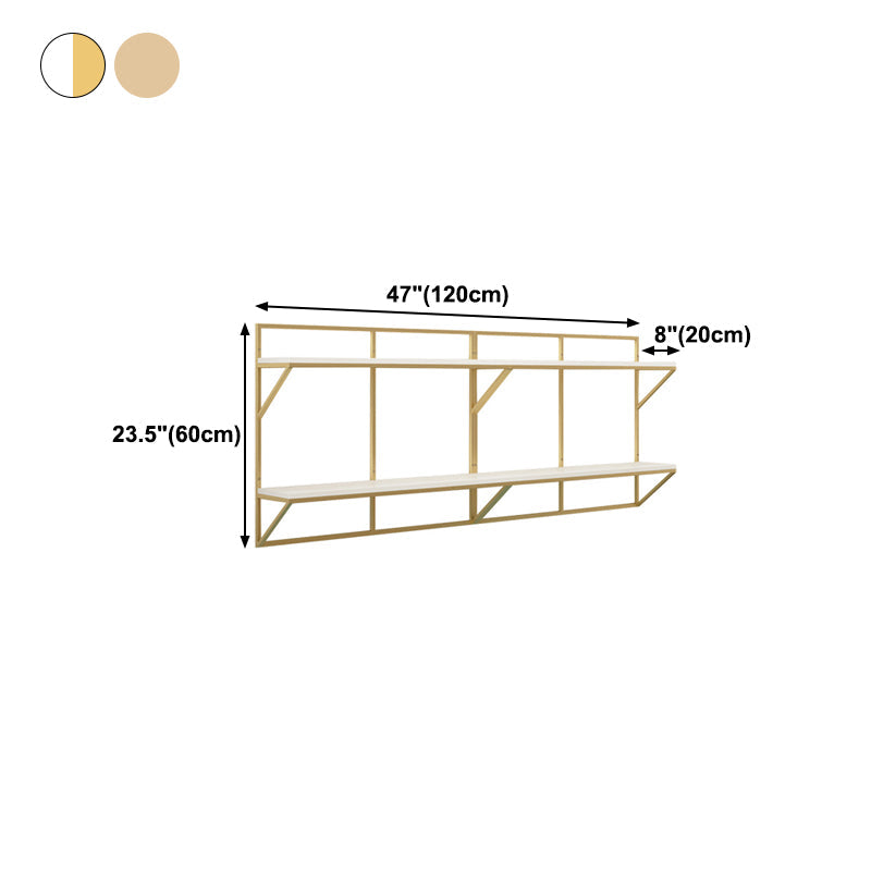 Glam Wall Mounted Bookshelf Iron Frame Glass and Pine Shelf Bookshelf Clearhalo 'Bookcases' 'furn' 'furn_bookcases' 'Furniture' 'furniture_bookcases' 'kitchen' 'kitchen_bookcases' 'Living Room Furniture' 'Office Furniture' 4718868