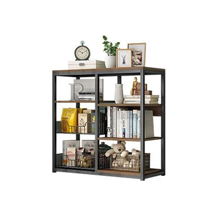 Industrial Open Etagere Bookshelf Steel Frame Manufactured Wood Shelf Bookshelf 31"L x 12"W x 31"H Black-Brown Clearhalo 'Bookcases' 'furn' 'furn_bookcases' 'Furniture' 'furniture_bookcases' 'kitchen' 'kitchen_bookcases' 'Living Room Furniture' 'Office Furniture' 4718876