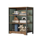 Industrial Open Etagere Bookshelf Steel Frame Manufactured Wood Shelf Bookshelf 19.7"L x 11.8"W x 33.5"H Black-Brown Clearhalo 'Bookcases' 'furn' 'furn_bookcases' 'Furniture' 'furniture_bookcases' 'kitchen' 'kitchen_bookcases' 'Living Room Furniture' 'Office Furniture' 4718878