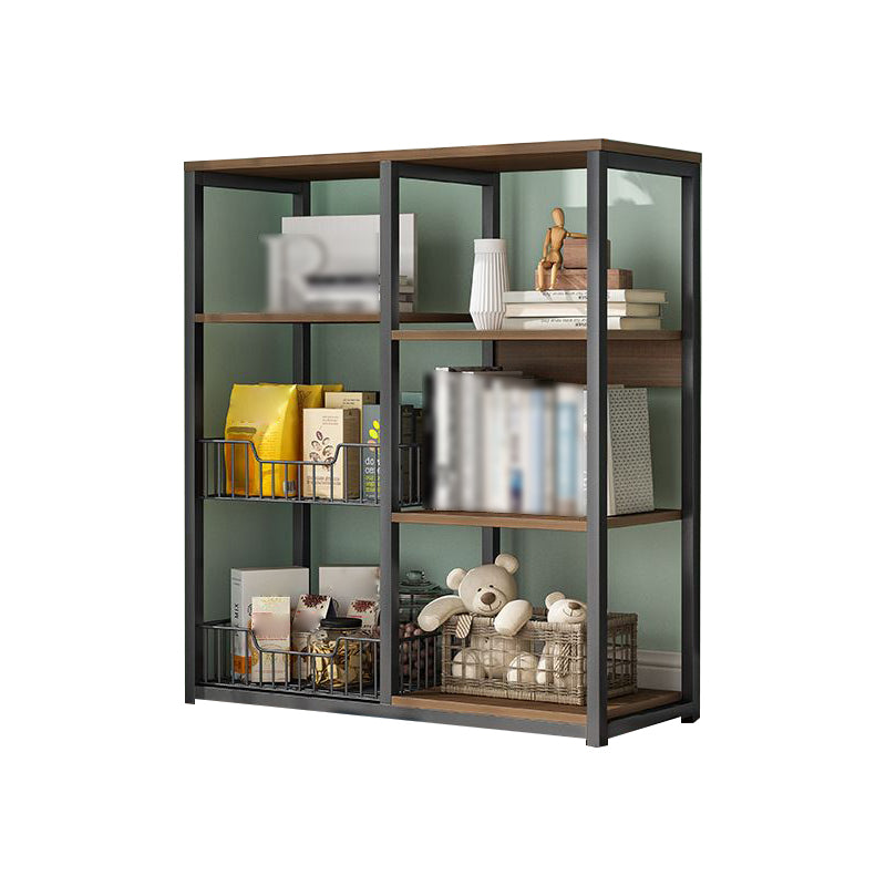 Industrial Open Etagere Bookshelf Steel Frame Manufactured Wood Shelf Bookshelf 31.5"L x 11.8"W x 39.8"H Black-Brown Clearhalo 'Bookcases' 'furn' 'furn_bookcases' 'Furniture' 'furniture_bookcases' 'kitchen' 'kitchen_bookcases' 'Living Room Furniture' 'Office Furniture' 4718881