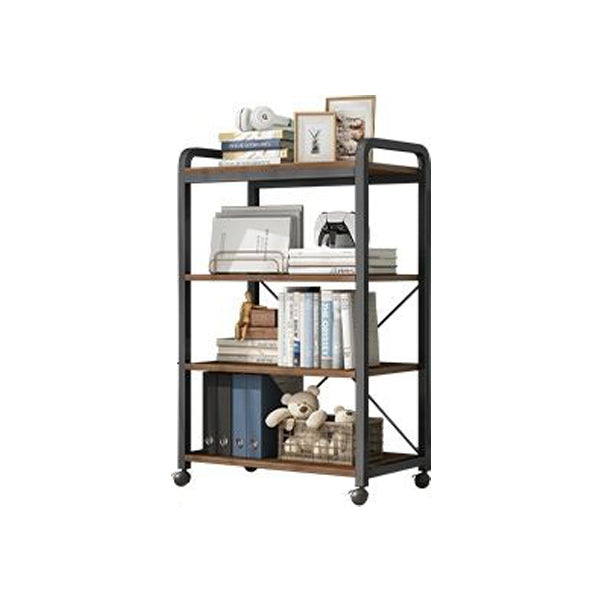 Industrial Open Etagere Bookshelf Steel Frame Manufactured Wood Shelf Bookshelf 23.6"L x 11.8"W x 43.3"H Black-Brown Clearhalo 'Bookcases' 'furn' 'furn_bookcases' 'Furniture' 'furniture_bookcases' 'kitchen' 'kitchen_bookcases' 'Living Room Furniture' 'Office Furniture' 4718883