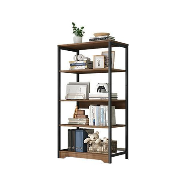 Industrial Open Etagere Bookshelf Steel Frame Manufactured Wood Shelf Bookshelf 23.6"L x 11.8"W x 47.6"H Black-Brown Clearhalo 'Bookcases' 'furn' 'furn_bookcases' 'Furniture' 'furniture_bookcases' 'kitchen' 'kitchen_bookcases' 'Living Room Furniture' 'Office Furniture' 4718885