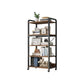 Industrial Open Etagere Bookshelf Steel Frame Manufactured Wood Shelf Bookshelf 23.6"L x 11.8"W x 55.5"H Black-Brown Clearhalo 'Bookcases' 'furn' 'furn_bookcases' 'Furniture' 'furniture_bookcases' 'kitchen' 'kitchen_bookcases' 'Living Room Furniture' 'Office Furniture' 4718888