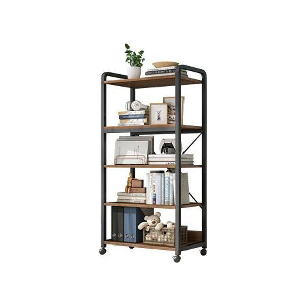 Industrial Open Etagere Bookshelf Steel Frame Manufactured Wood Shelf Bookshelf 23.6"L x 11.8"W x 55.5"H Black-Brown Clearhalo 'Bookcases' 'furn' 'furn_bookcases' 'Furniture' 'furniture_bookcases' 'kitchen' 'kitchen_bookcases' 'Living Room Furniture' 'Office Furniture' 4718888
