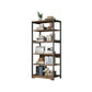 Industrial Open Etagere Bookshelf Steel Frame Manufactured Wood Shelf Bookshelf 24"L x 12"W x 63"H Black-Brown Clearhalo 'Bookcases' 'furn' 'furn_bookcases' 'Furniture' 'furniture_bookcases' 'kitchen' 'kitchen_bookcases' 'Living Room Furniture' 'Office Furniture' 4718889