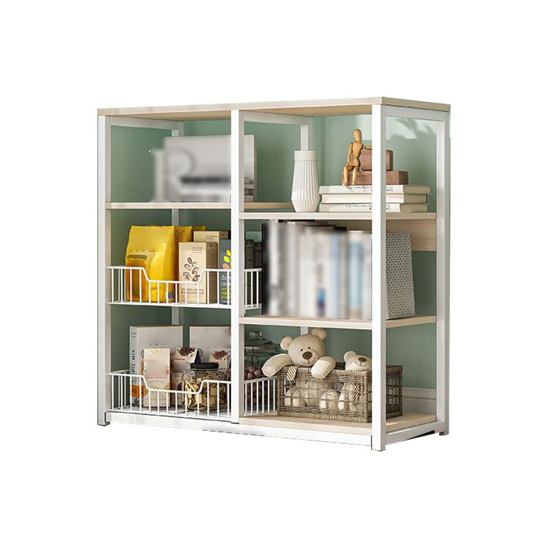 Industrial Open Etagere Bookshelf Steel Frame Manufactured Wood Shelf Bookshelf 31"L x 12"W x 31"H White-Wood Clearhalo 'Bookcases' 'furn' 'furn_bookcases' 'Furniture' 'furniture_bookcases' 'kitchen' 'kitchen_bookcases' 'Living Room Furniture' 'Office Furniture' 4718891