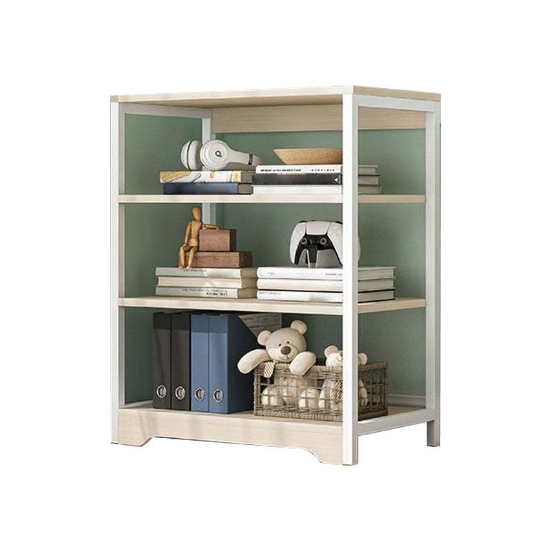 Industrial Open Etagere Bookshelf Steel Frame Manufactured Wood Shelf Bookshelf 19.7"L x 11.8"W x 33.5"H White-Wood Clearhalo 'Bookcases' 'furn' 'furn_bookcases' 'Furniture' 'furniture_bookcases' 'kitchen' 'kitchen_bookcases' 'Living Room Furniture' 'Office Furniture' 4718892