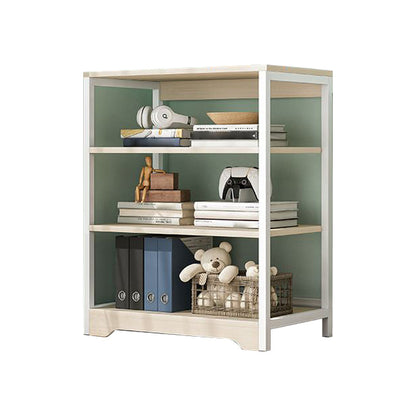 Industrial Open Etagere Bookshelf Steel Frame Manufactured Wood Shelf Bookshelf 19.7"L x 11.8"W x 33.5"H White-Wood Clearhalo 'Bookcases' 'furn' 'furn_bookcases' 'Furniture' 'furniture_bookcases' 'kitchen' 'kitchen_bookcases' 'Living Room Furniture' 'Office Furniture' 4718892