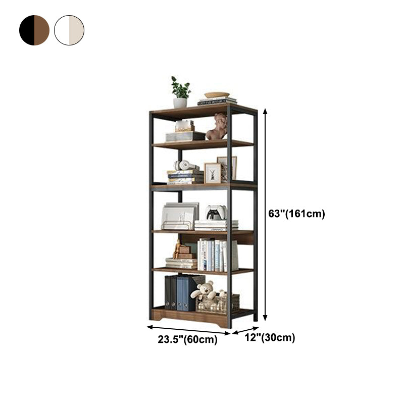 Industrial Open Etagere Bookshelf Steel Frame Manufactured Wood Shelf Bookshelf Clearhalo 'Bookcases' 'furn' 'furn_bookcases' 'Furniture' 'furniture_bookcases' 'kitchen' 'kitchen_bookcases' 'Living Room Furniture' 'Office Furniture' 4718905