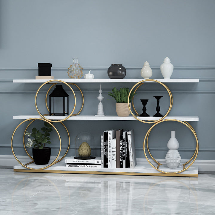 11.81"W Bookshelf Glam Style Open Back Bookcase for Office Study Room Home Clearhalo 'Bookcases' 'furn' 'furn_bookcases' 'Furniture' 'furniture_bookcases' 'kitchen' 'kitchen_bookcases' 'Living Room Furniture' 'Office Furniture' 4718922