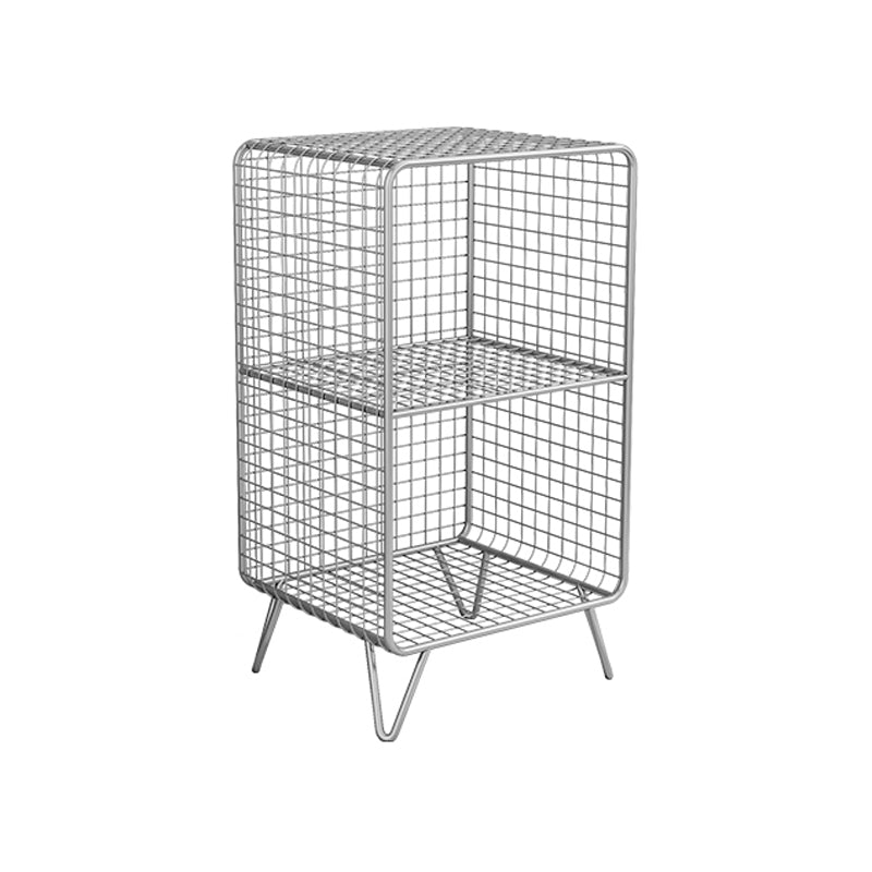 Glam Metal Iron Standard Bookshelf Vertical Closed Back Bookshelf 14"L x 12"W x 26"H Silver Clearhalo 'Bookcases' 'furn' 'furn_bookcases' 'Furniture' 'furniture_bookcases' 'kitchen' 'kitchen_bookcases' 'Living Room Furniture' 'Office Furniture' 4718941