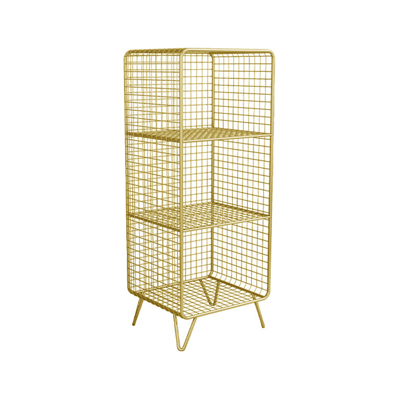 Glam Metal Iron Standard Bookshelf Vertical Closed Back Bookshelf 14"L x 12"W x 35"H Gold Clearhalo 'Bookcases' 'furn' 'furn_bookcases' 'Furniture' 'furniture_bookcases' 'kitchen' 'kitchen_bookcases' 'Living Room Furniture' 'Office Furniture' 4718950