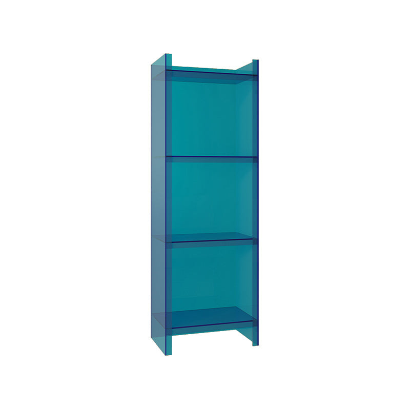 Glam Vertical Standard Bookshelf Acrylic Closed Back Bookshelf for Living Room 15.7"L x 9.8"W x 46.5"H Blue Clearhalo 'Bookcases' 'furn' 'furn_bookcases' 'Furniture' 'furniture_bookcases' 'kitchen' 'kitchen_bookcases' 'Living Room Furniture' 'Office Furniture' 4718962