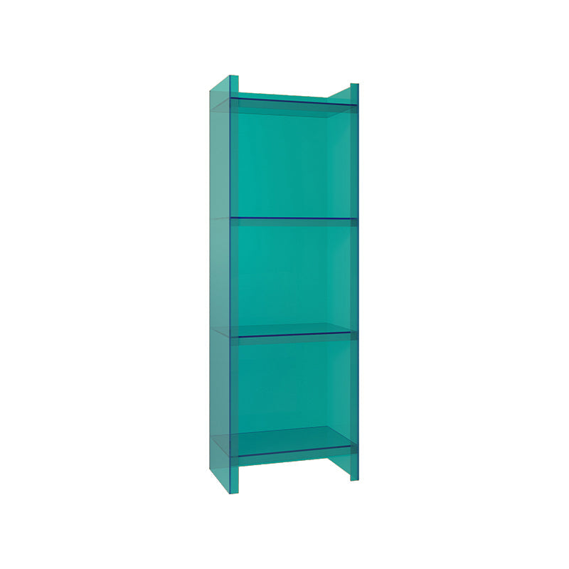 Glam Vertical Standard Bookshelf Acrylic Closed Back Bookshelf for Living Room 15.7"L x 9.8"W x 46.5"H Aqua Clearhalo 'Bookcases' 'furn' 'furn_bookcases' 'Furniture' 'furniture_bookcases' 'kitchen' 'kitchen_bookcases' 'Living Room Furniture' 'Office Furniture' 4718966